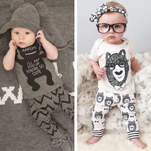 2016 Summer New Baby Boy Clothes Fashion T-shirt Cotton Pants + Cartoon Small Monster Baby Creeper Girl Baby Clothing