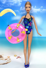 NK Doll Swimwear Beach Bathing Swimsuit+Slippers+Swimming Buoy Lifebelt Ring For Barbie Doll Best Girl’ Gift 5H00