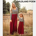 2016 autumn spring family matching clothes cotton stripe maxi Mother daughter dress clothes Family Matching Outfits