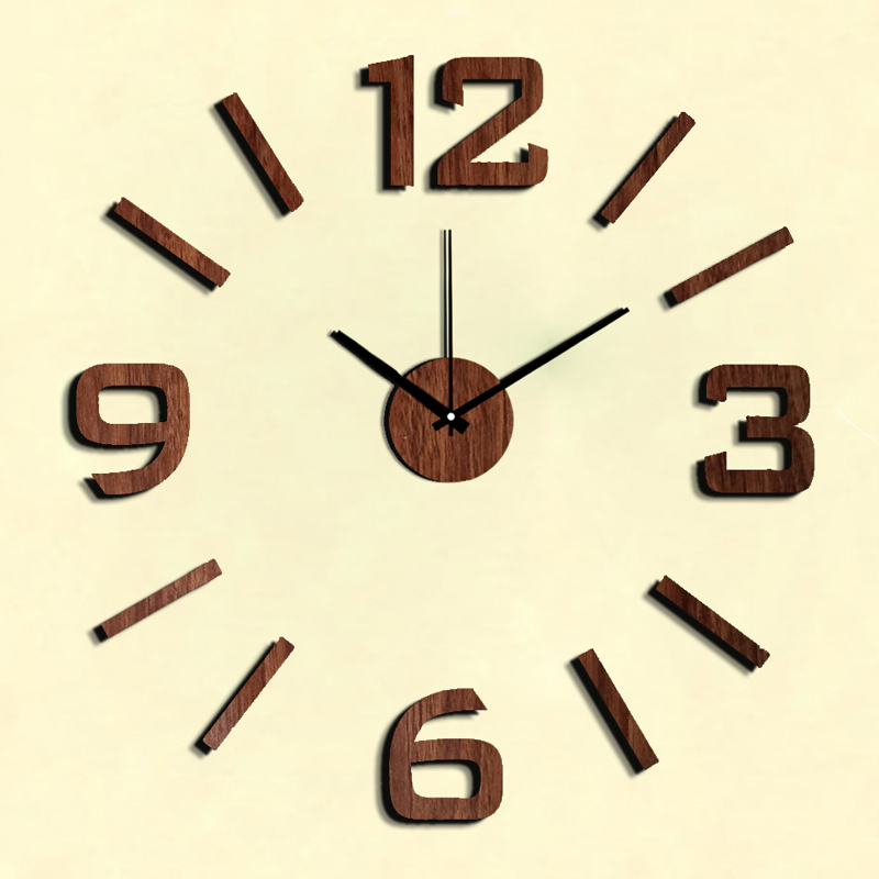 New Arrival 10EW101 Fashion sticker EVA kitchen wall clock Wood colour large decorative 3d diy wall clock big