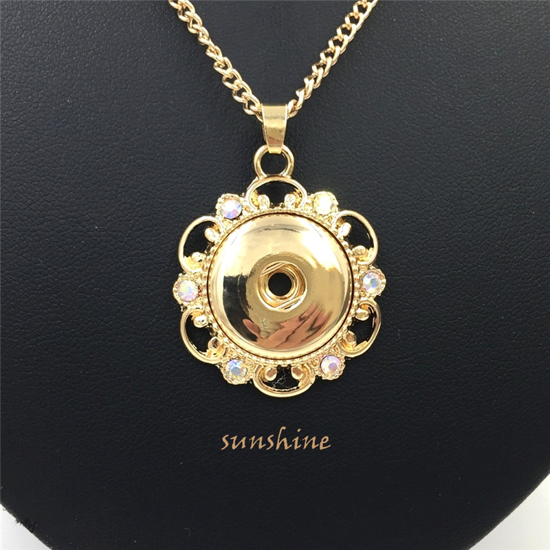 50pcs/lot Fashion DIY AB rhinestone Snaps Jewelry flower design Snaps Button Pendant Necklace free shipping