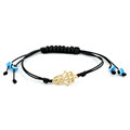 3PCs Waxed Rope Braiding Bracelets Adjustable Golden Hamsa Hand Evil goodluck Eye Black Bracelet Charms