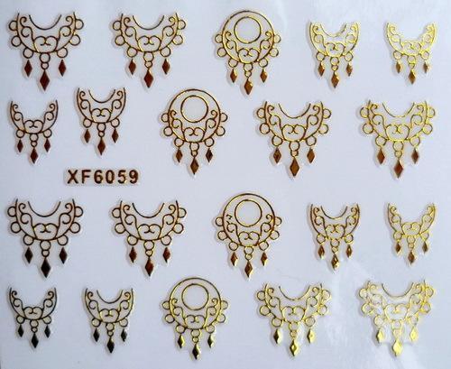 Image of DIY gold design Water Transfer Nails Art Sticker decals lady women manicure tools Nail Wraps Decals XF6059