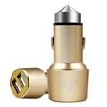 Safety Hammer Car Charger Premium Aluminum 3 1A Universal Dual Port USB Charging Adapter for Apple