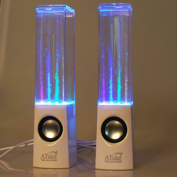 Original Top Music Atake a Pair of LED fountain speaker Water Dancing Speaker,USB Water Spray Mini Speaker for Cell phone,Laptop