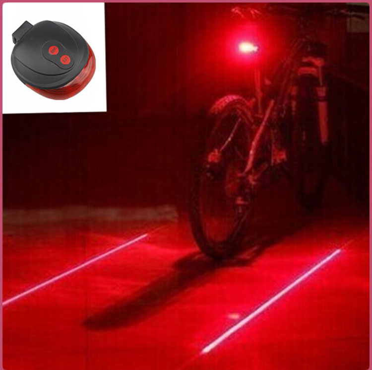 (5LED+2Laser) 7 flash mode Cycling Safety Bicycle Rear Lamp, waterproof Bike Laser Tail Light Warning Lamp Flashing