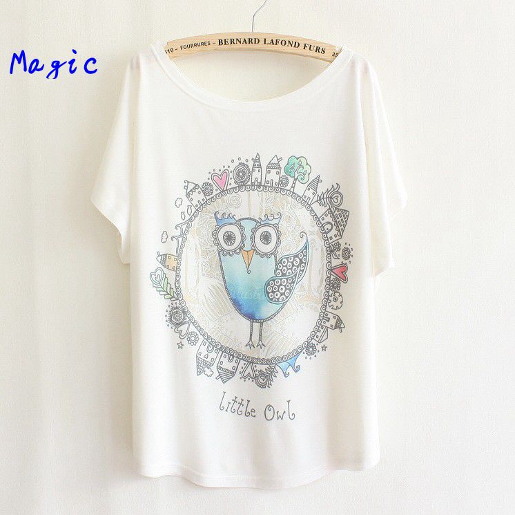 Magic 2013 thin plus size loose batwing sleeve women s short sleeve T shirt print