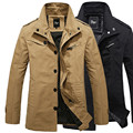 Spring Autumn Brand Jacket Coat Mens Casual Hot Sale Washed Long Style Male Cotton Jackets Turndown