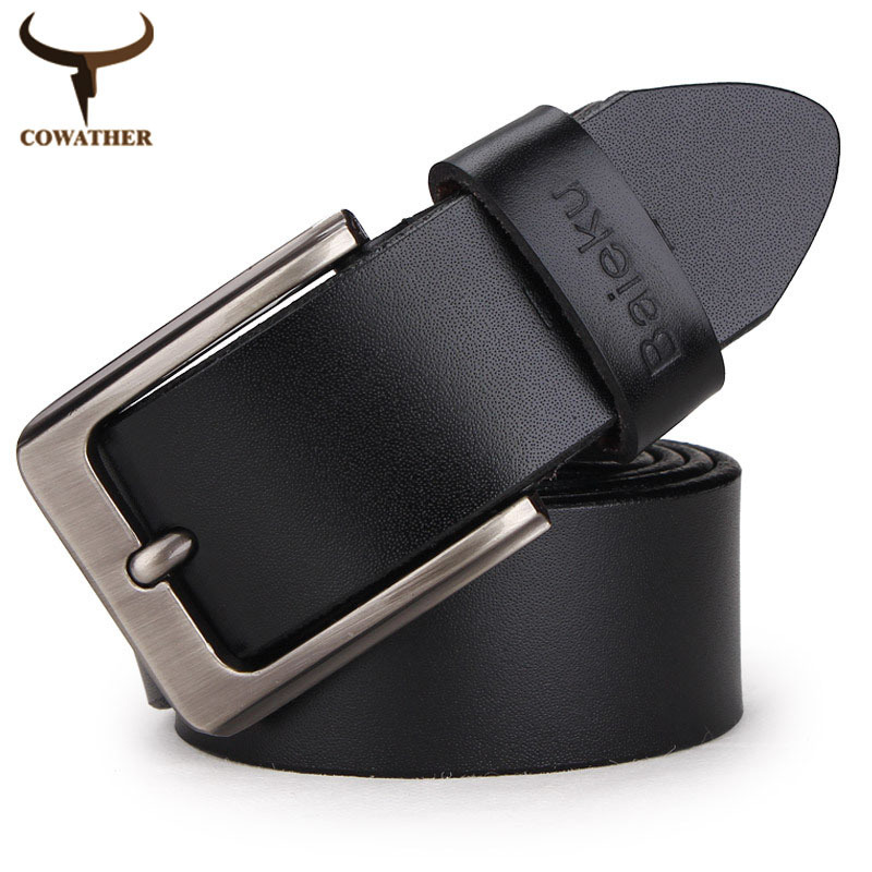 Image of COWATHER 2015 mens cow genuine leather luxury strap male belts for men 3 colors cintos masculinos plate buckle free shipping