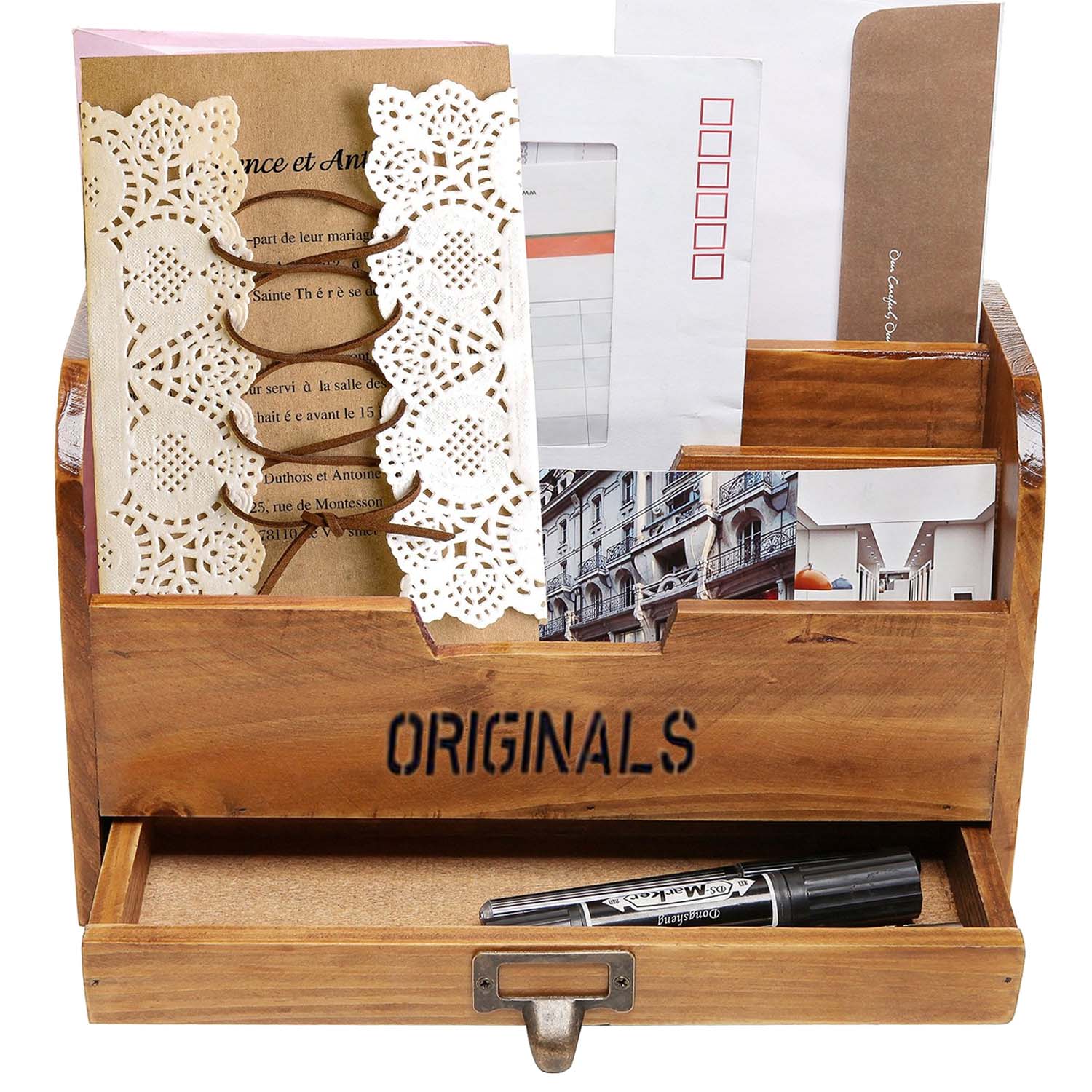 Multifunction Wooden Home Office Desk Paper File Letter Mail Box