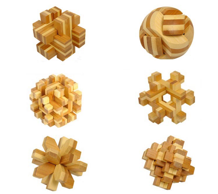 10 pcs lot bag packing educational toys bamboo luban lock puzzle brainteaser locking and unlock IQ