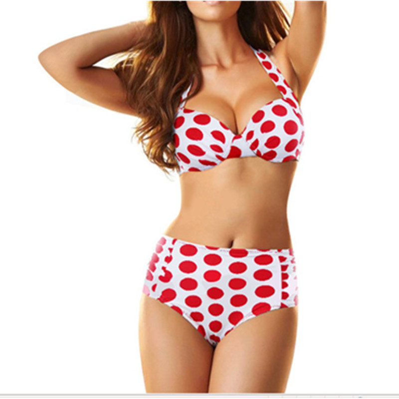 2016 Summer New Fashion Push Up High Waist Dot Women Sexy Halter Top Bikini Two Piece Set Swimsuits Swimwear Bathing Suits XL 2016 Summer New Fashion Push Up High Waist Dot Women Sexy Halter Top Bikini Two Piece Set Swimsuits Swimwear Bathing Suits XL