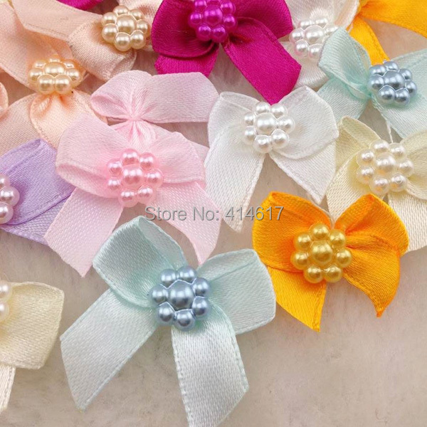 Image of 20pcs Mini Satin Ribbon Flowers Bows Gift Craft Wedding Decoration A262