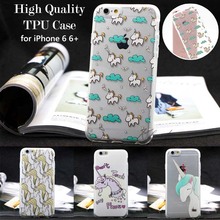 Unique Cute Unicorn Crystal Clear Transparent Soft Silicon Phone Case Back Cover for iPhone 6 6s Plus TPU Coque Carcasa Funda