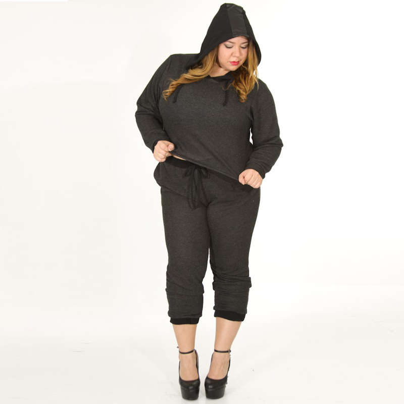 plus size womens tracksuit set 3xl solid black hooded 2 pieces set hoodies casual plus size womens tracksuit set 3xl solid black hooded 2 pieces set hoodies casual