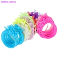 50pcs Lot Mix Color Hair Rope Rabbit Ears Fluorescent Candy Color Elastic Hair Bands For Women