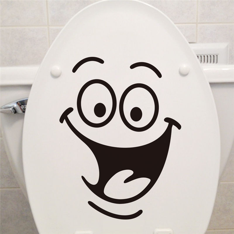 Image of Smile face Toilet stickers diy personalized furniture decoration wall decals fridge washing machine sticker Bathroom Car Gift