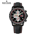 Reef Tiger RT Sport Watch for Men Chronograph Quartz Watch With Italian Calfskin Leather And Super