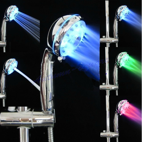 Adjustable 3 Mode LED Light Shower Head Sprinkler Temperature Sensor Bathroom wholesale/retail