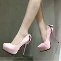 2017 New Bow High heeled Shoes Woman Pumps Wedding Pumps Fashion Platform Pumps Shoes