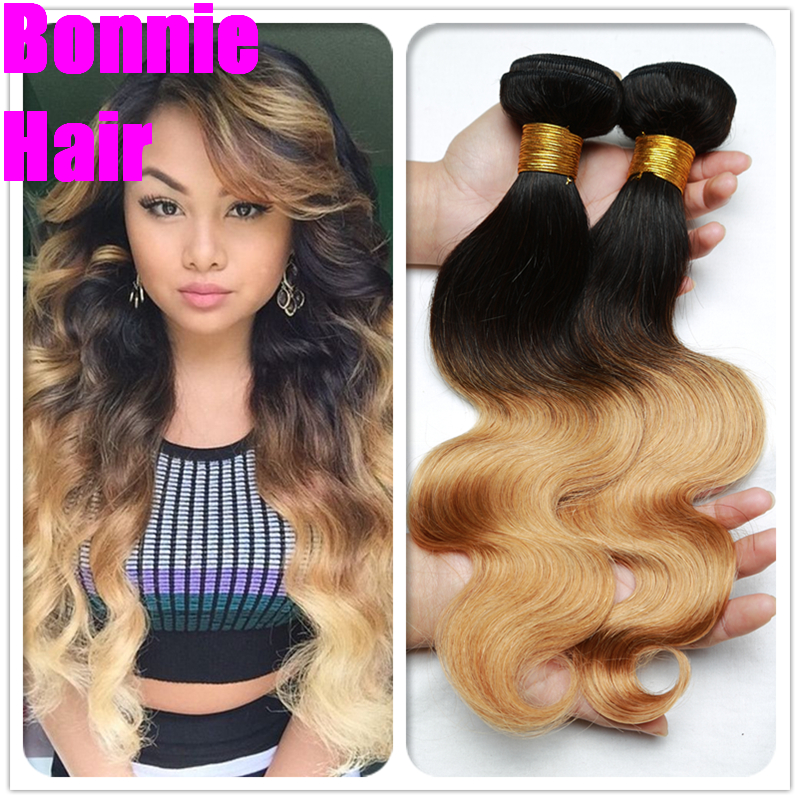 2015 Hot Sale Brazilian Virgin Human Hair Weaving Grade 6A 1B/27 1B/30 Brazilian Ombre Boby Wave Hair Extentions 3 Pcs/Lot