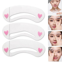 Hot Sale Fashion 2015 3Pcs/lot Clear Durable Eyebrow Drawing  Template  Assistant Card Brow Make-Up Stencil