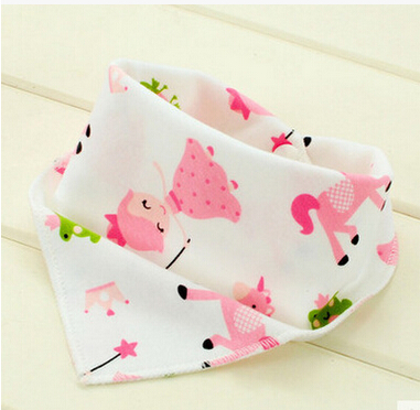 Infant Unisex Baby Bibs High Quality Triangle Double Layers Cotton Baberos Cartoon Character Animal Print Baby Bandana Bibs