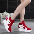 Top quality fashion leather casual shoes Lace Up Height Increasing mixed colors high women slip Flat