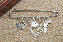 12pcs Sherlock inspired Moriarty themed charm with chain font b kilt b font pin brooch 50mm
