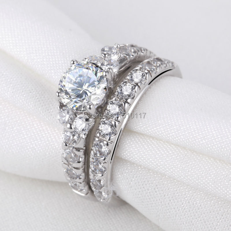 You're reviewing: 3.5CT 925 Sterling Silver Wedding Ring Sets for ...