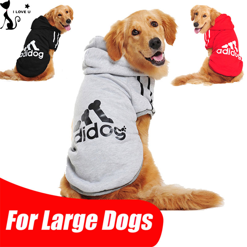 Image of Big Dog Clothes Sport Adidog Pet Clothing For Large Dogs Hoodie Golden Retriever Coat Labrador Cotton Costume Size 2XL-9XL 113