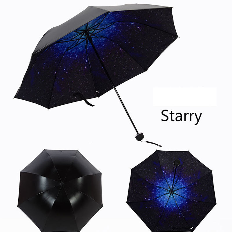 DIY Anti-UV Sun/Rain Umbrella women 3 Folding Thickening Starry Umbrella , 6 new styles flower shape umbrella Manual Big Parasol