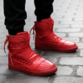 Men High Top Casual Shoes Pu Leather Hip Hop Shoes Trainers Masculino Brand Designer Flat Shoes