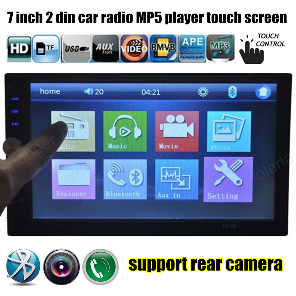 hot sale 7 inch touch screen Car radio MP5 MP4 player 2 DIN 12V Car Audio video USB/TF/FM/AUX bluetooth support rear view camera