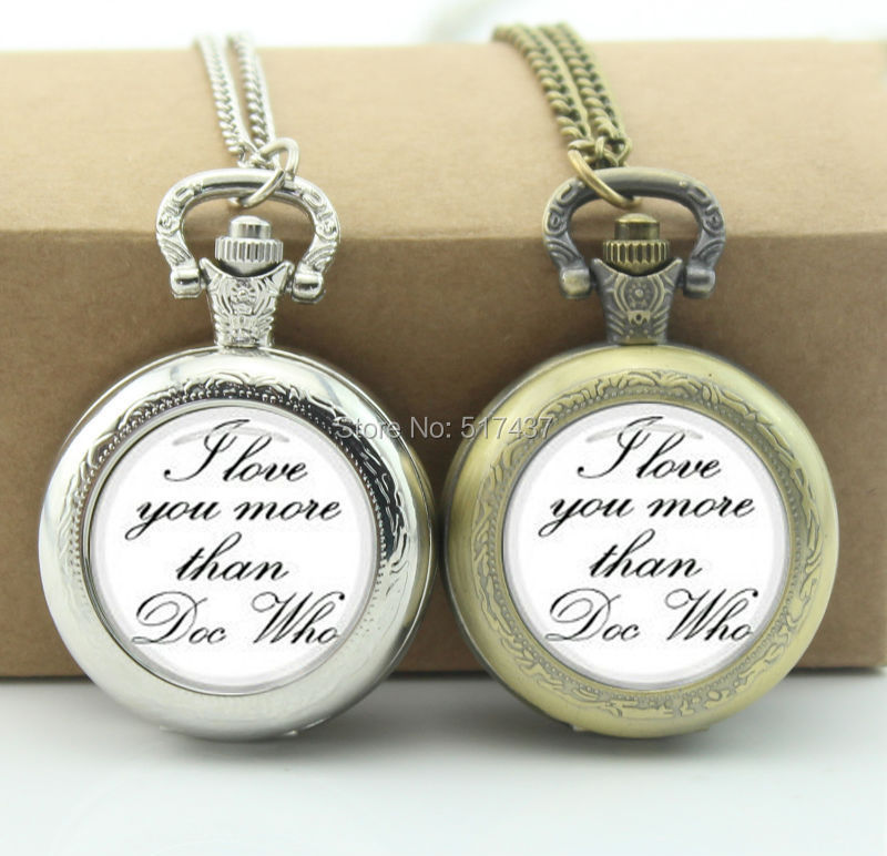WT-00281 I love you more than doctor who pocket watch necklace-