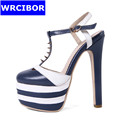 WRCIBOR 2017 Fashion Woman Sexy Thin High Heels Pointed Toe high heeled shoes 5cm Platform T