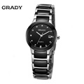 Brand Grady couple watches New Fashion Watch Male Female Steel Ceramic Mens Quartz Watch Free shipping