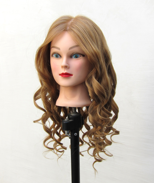 free shiping 80 real hair 22"training heads mannequin head 27 iron