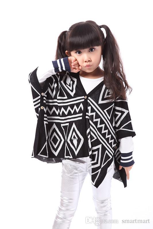  New Arrival Kid Girls Mother Loose Family Stripes Batwing Sleeve Cardigans Sweaters Asymmetric Buttons V Neck Christmas Casual Outwears