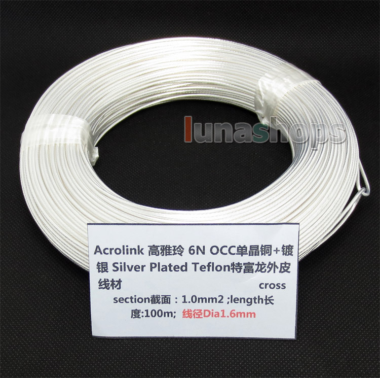 100m Acrolink Silver Plated 6N OCC Signal Teflon Wire Cable 1.0mm2 Dia:1.6mm For DIY