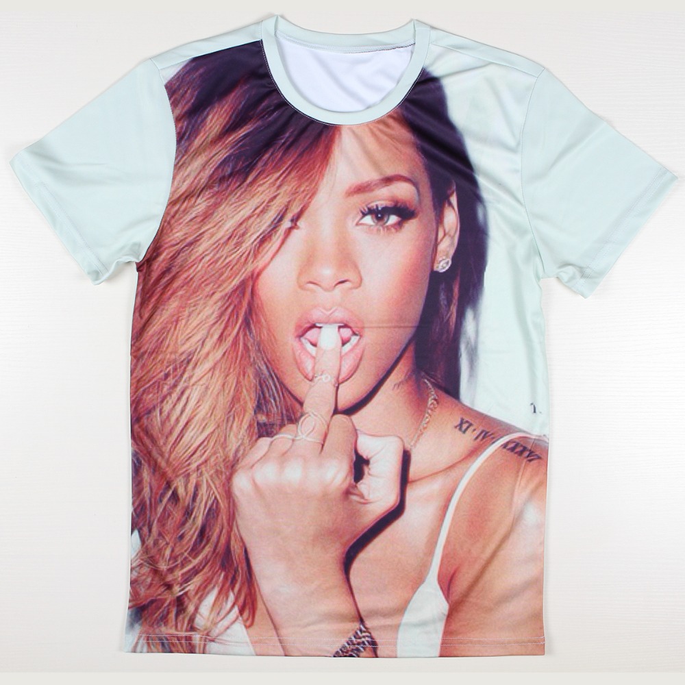 2015 New Fashion Rihanna 3D T shirt Casual Summer Short Sleeve Men T Shirt Wholesale Rihanna