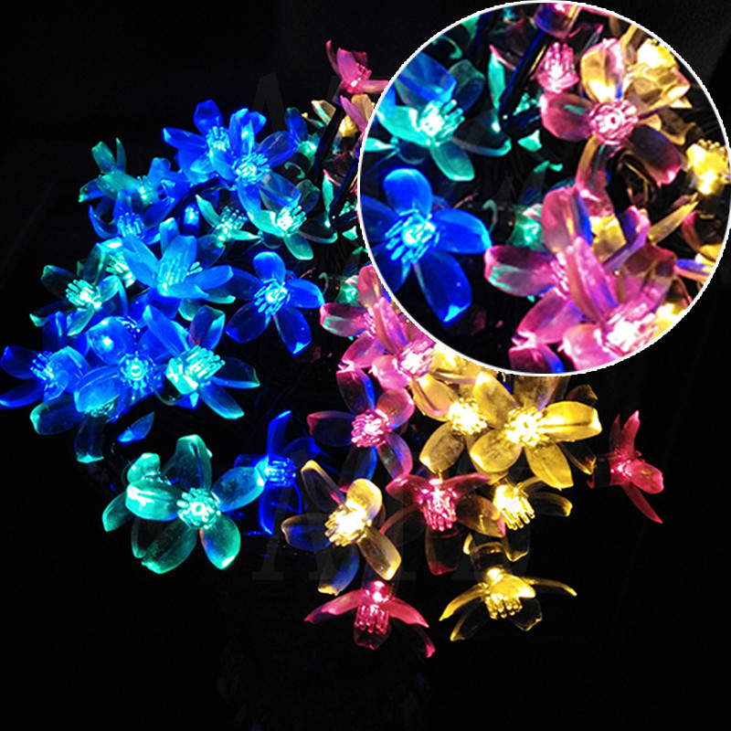 12M 100Led Solar Flower String Lights Cherry Pendant Decoration Park Outdoor Garden Holiday Garland Wreaths Lights Waterproof 12M 100Led Solar Flower String Lights Cherry Pendant Decoration Park Outdoor Garden Holiday Garland Wreaths Lights Waterproof