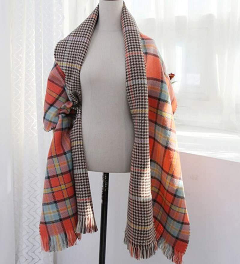 2015 Winter Double Side Plaid Scarf font b Tartan b font Blanket Shawls Women s big