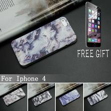 Superior TPU Phone Cases For Iphone 4 4s Case Marble Stone Image Painted Cover Mobile Soft TPU Case + Brand New Screen Protector