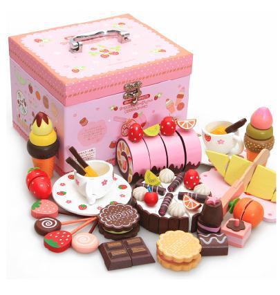 Free Shipping!Baby Toys Mother Garden Play Food Wooden Chocolate Cake 