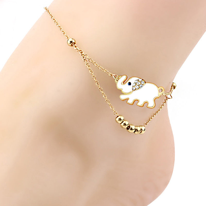 Silver plated chain elephant charm anklet ankle bracelet summer beach anklet