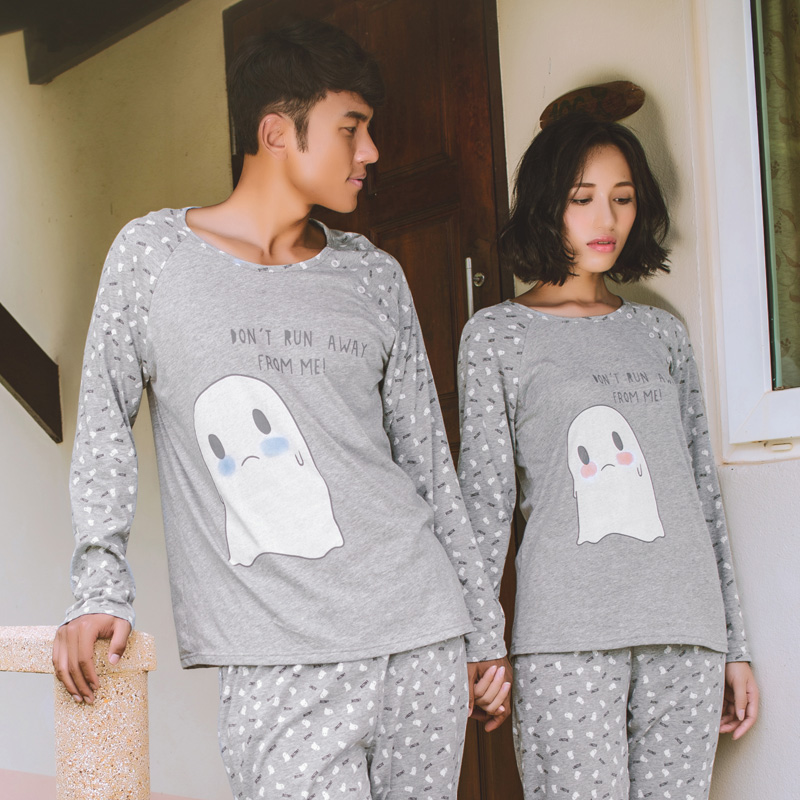 Song Riel men and women spring and autumn cotton long sleeved cotton pajamas cartoon couple home