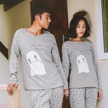 Song Riel men and women spring and autumn cotton long-sleeved cotton pajamas cartoon couple home service package twilight well
