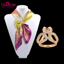 Korea Latest Fashion Joker Three-ring Chain Scarves Buckle Ms Square Scarf Clips accessories