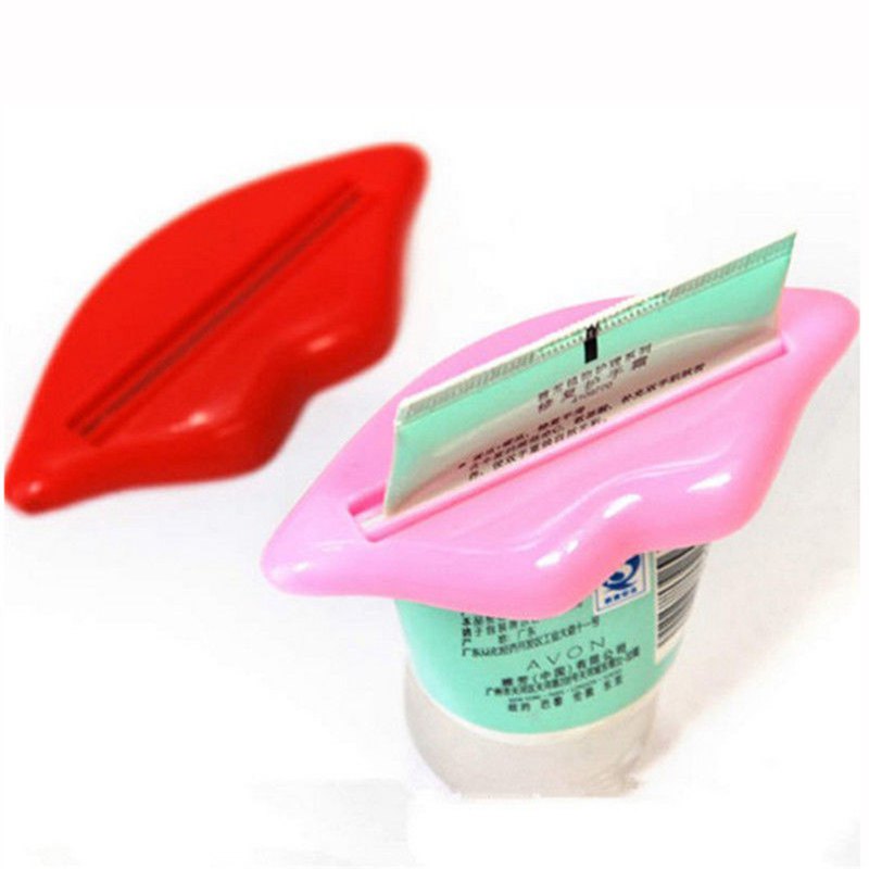 Image of Vorkin 2 Pcs Easy-using Sexy Lip Kiss Bathroom Tube Dispenser Toothpaste Cream Squeezer (Red and Pink) Free Shipping